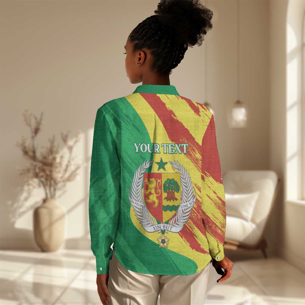 Afro Senegal Independence Day Women Casual Shirt Coat Of Arms Grunge Style