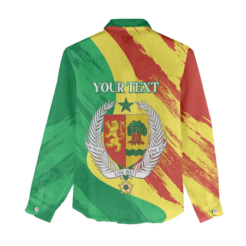 Afro Senegal Independence Day Women Casual Shirt Coat Of Arms Grunge Style