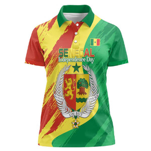 Afro Senegal Independence Day Women Polo Shirt Coat Of Arms Grunge Style