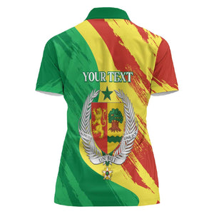 Afro Senegal Independence Day Women Polo Shirt Coat Of Arms Grunge Style