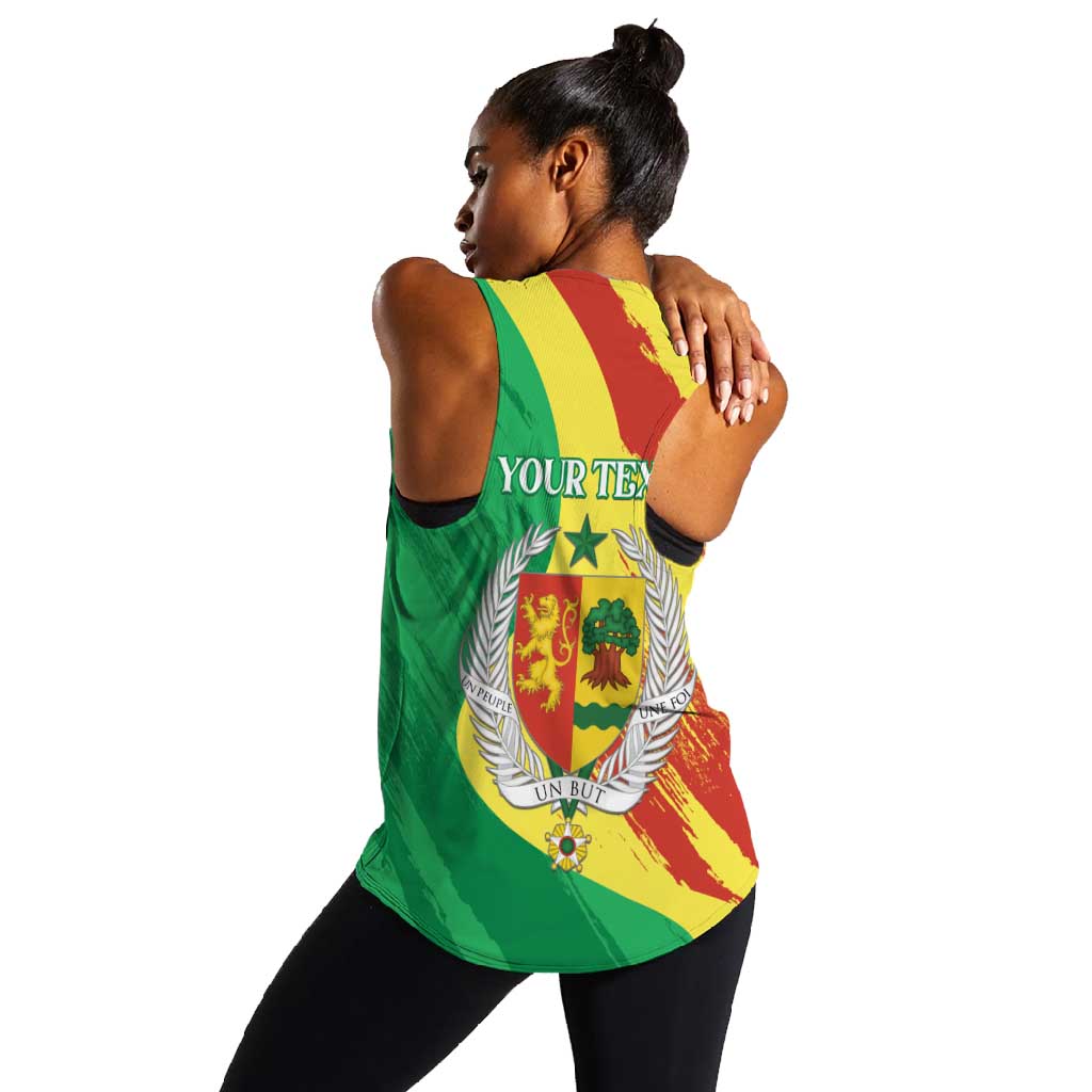 Afro Senegal Independence Day Women Racerback Tank Coat Of Arms Grunge Style