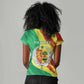 Afro Senegal Independence Day Women V-Neck T-Shirt Coat Of Arms Grunge Style