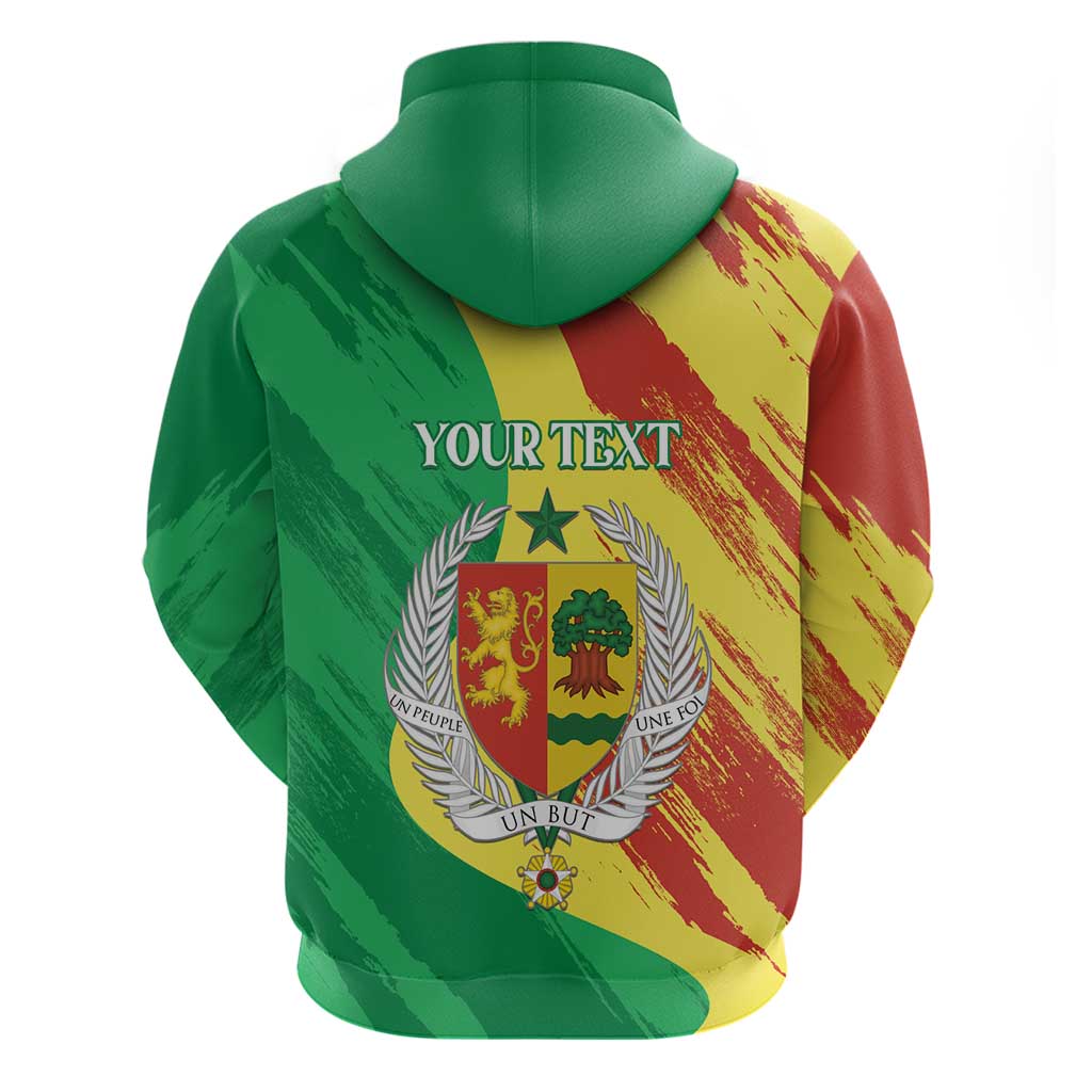 Afro Senegal Independence Day Zip Hoodie Coat Of Arms Grunge Style