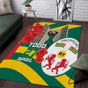Republique Togolaise Monument de l'Independance Area Rug African Pinkish Rose Coat Of Arms