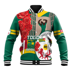 Republique Togolaise Monument de l'Independance Baseball Jacket African Pinkish Rose Coat Of Arms