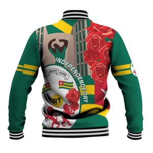 Republique Togolaise Monument de l'Independance Baseball Jacket African Pinkish Rose Coat Of Arms