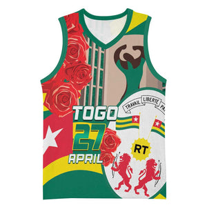 Republique Togolaise Monument de l'Independance Basketball Jersey African Pinkish Rose Coat Of Arms - African Pride