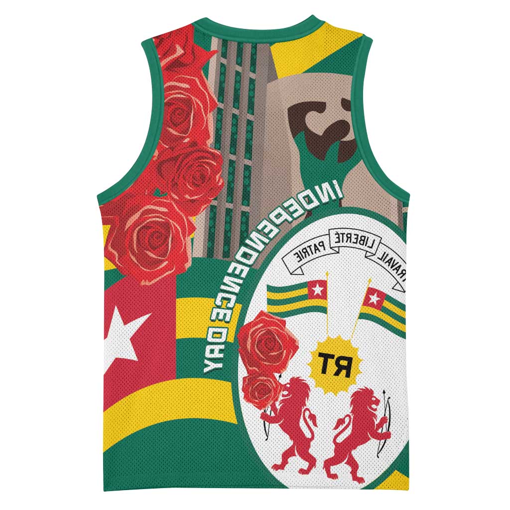 Republique Togolaise Monument de l'Independance Basketball Jersey African Pinkish Rose Coat Of Arms - African Pride