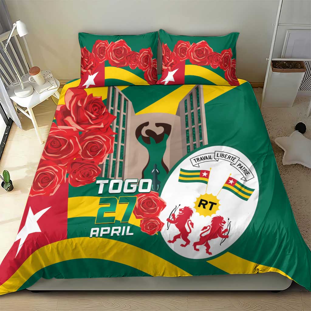 Republique Togolaise Monument de l'Independance Bedding Set African Pinkish Rose Coat Of Arms