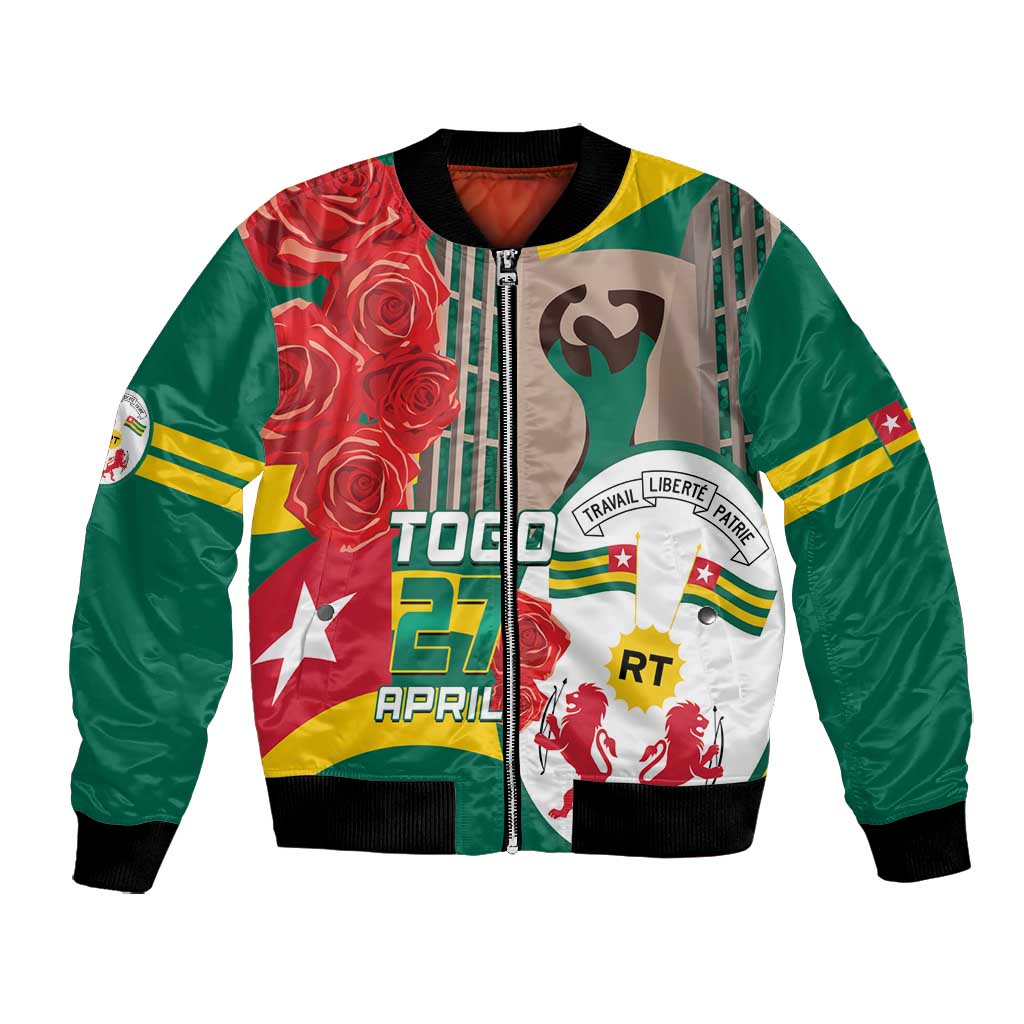 Republique Togolaise Monument de l'Independance Bomber Jacket African Pinkish Rose Coat Of Arms