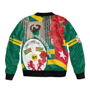 Republique Togolaise Monument de l'Independance Bomber Jacket African Pinkish Rose Coat Of Arms