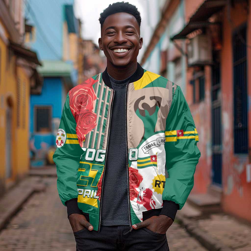 Republique Togolaise Monument de l'Independance Bomber Jacket African Pinkish Rose Coat Of Arms