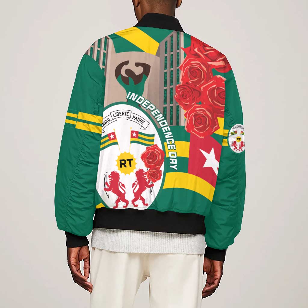 Republique Togolaise Monument de l'Independance Bomber Jacket African Pinkish Rose Coat Of Arms