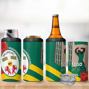 Republique Togolaise Monument de l'Independance 4 in 1 Can Cooler Tumbler African Pinkish Rose Coat Of Arms