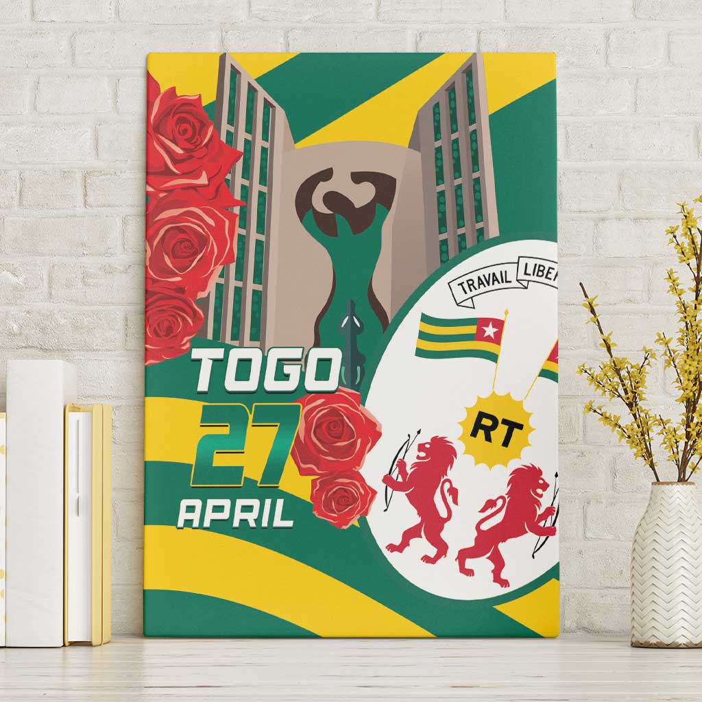 Republique Togolaise Monument de l'Independance Canvas Wall Art African Pinkish Rose Coat Of Arms