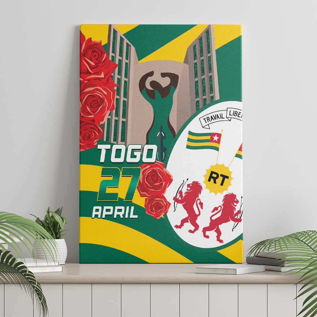 Republique Togolaise Monument de l'Independance Canvas Wall Art African Pinkish Rose Coat Of Arms