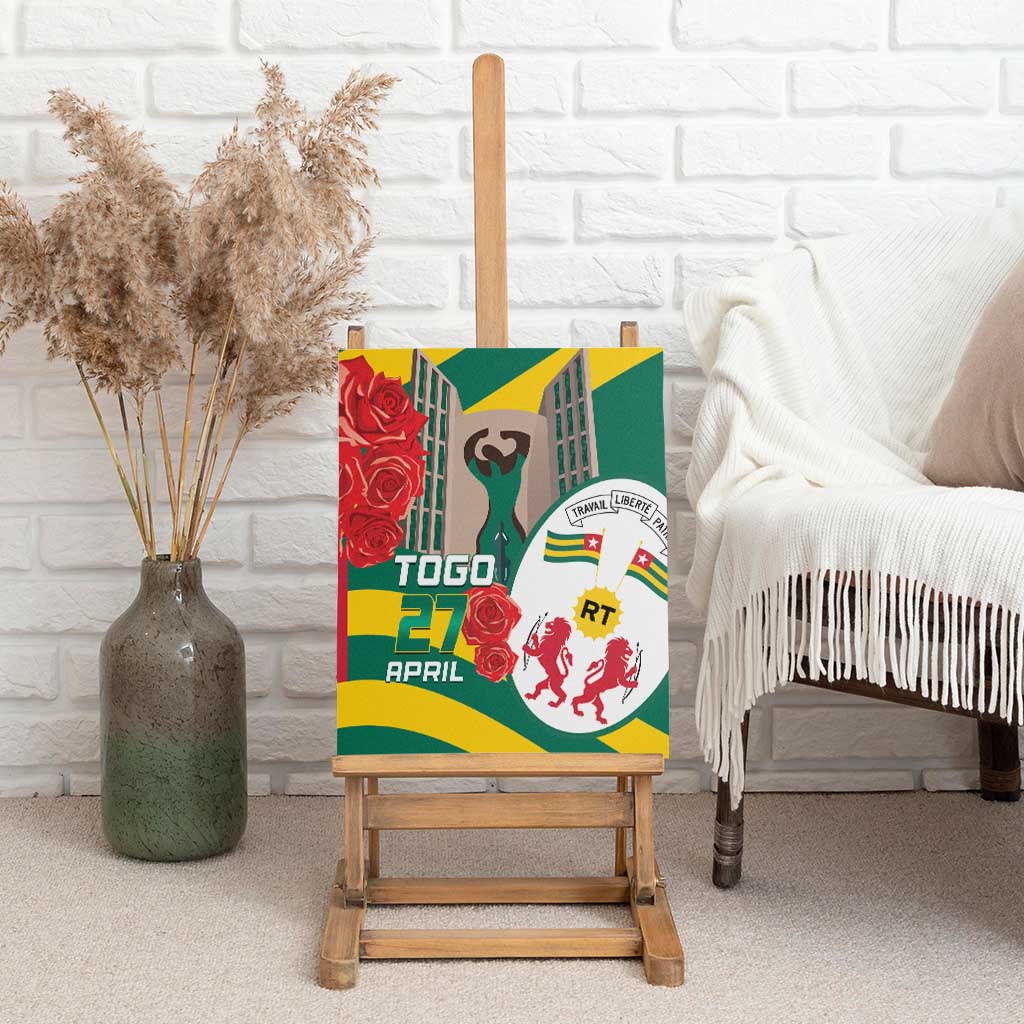 Republique Togolaise Monument de l'Independance Canvas Wall Art African Pinkish Rose Coat Of Arms