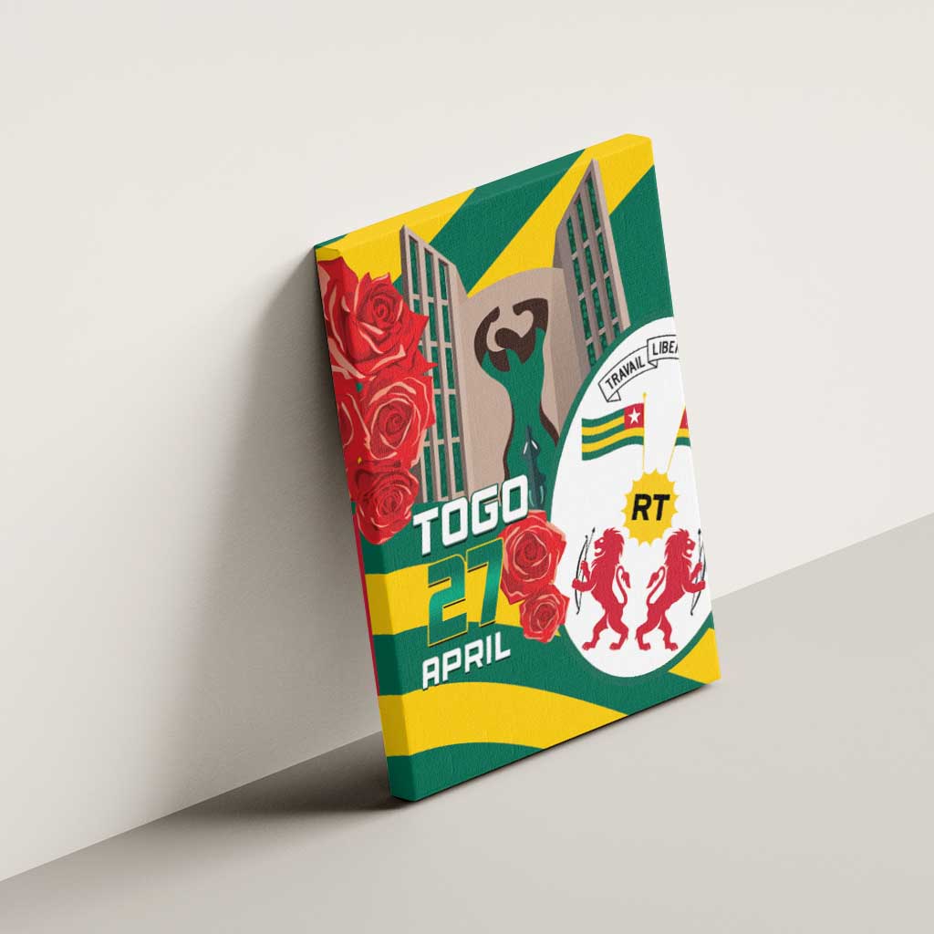 Republique Togolaise Monument de l'Independance Canvas Wall Art African Pinkish Rose Coat Of Arms