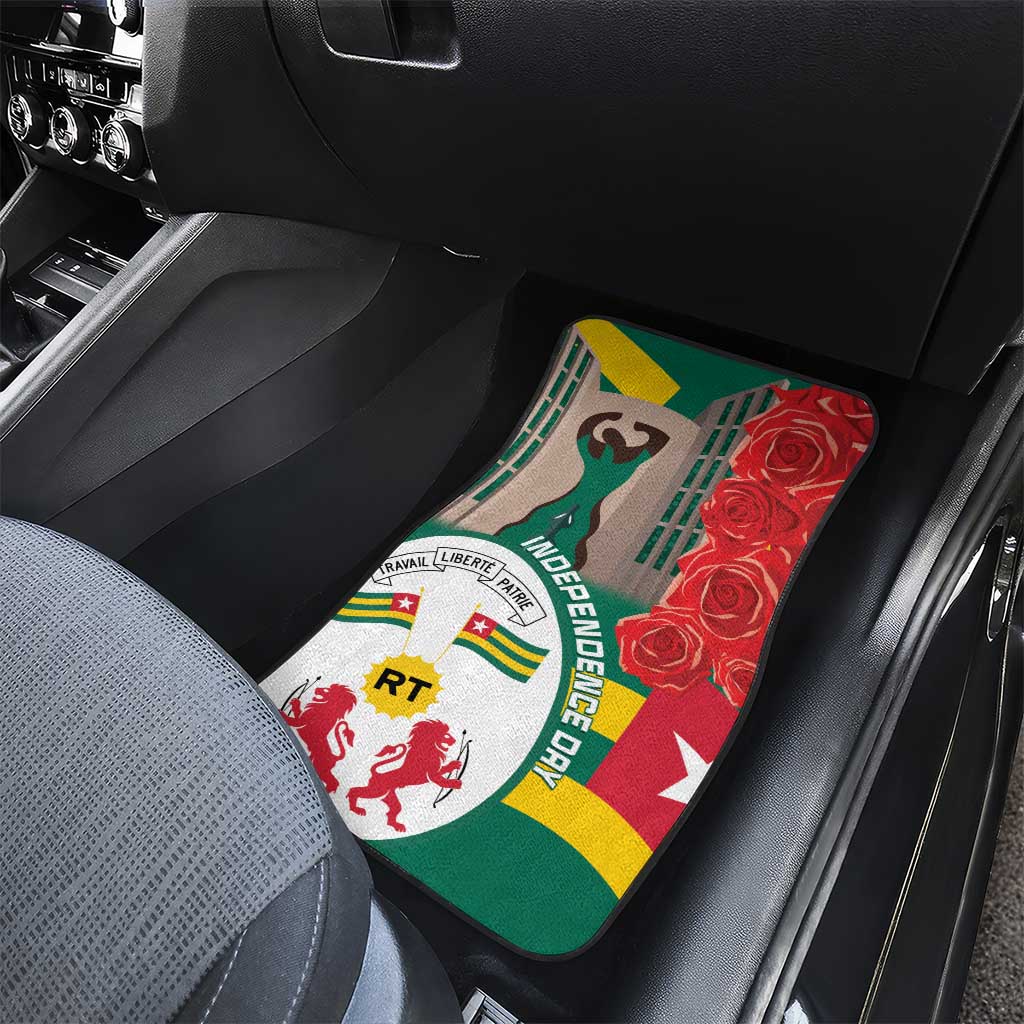 Republique Togolaise Monument de l'Independance Car Mats African Pinkish Rose Coat Of Arms