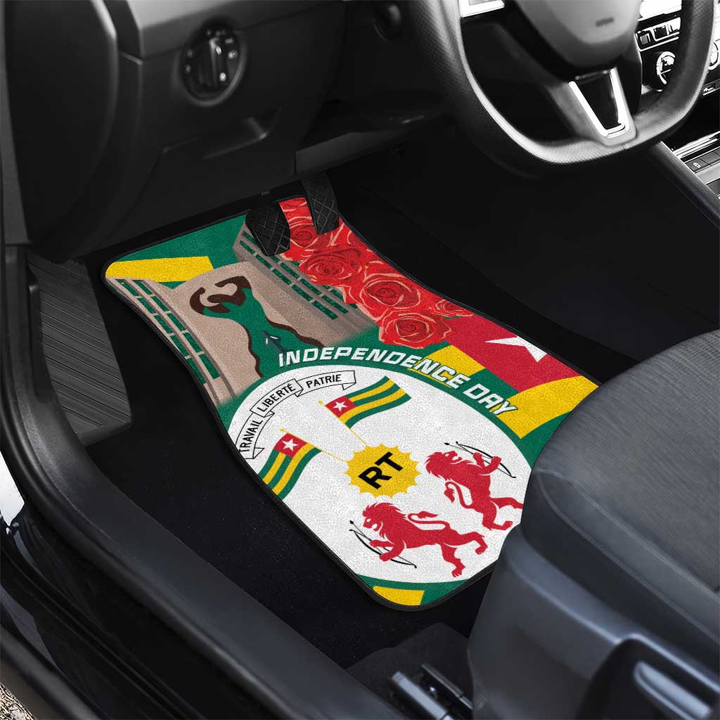 Republique Togolaise Monument de l'Independance Car Mats African Pinkish Rose Coat Of Arms