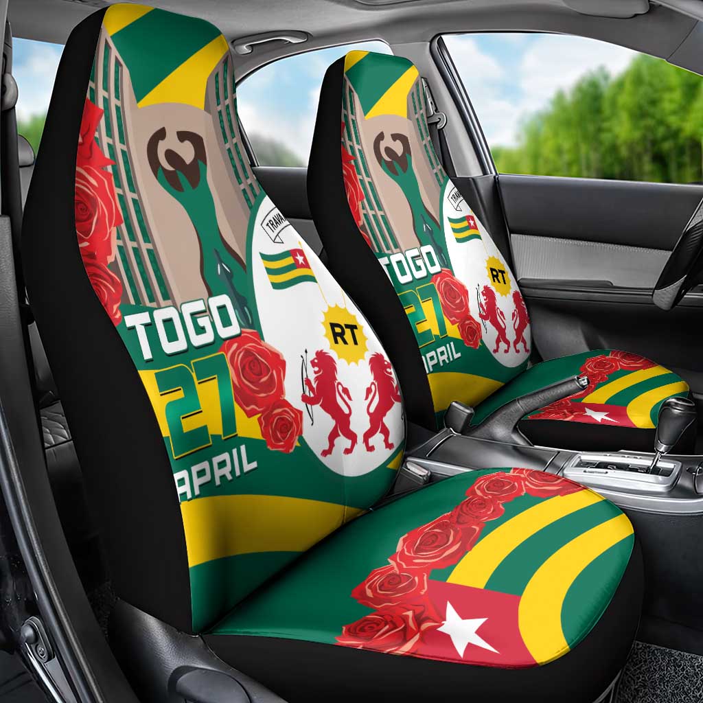 Republique Togolaise Monument de l'Independance Car Seat Cover African Pinkish Rose Coat Of Arms