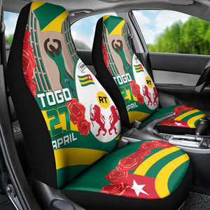 Republique Togolaise Monument de l'Independance Car Seat Cover African Pinkish Rose Coat Of Arms