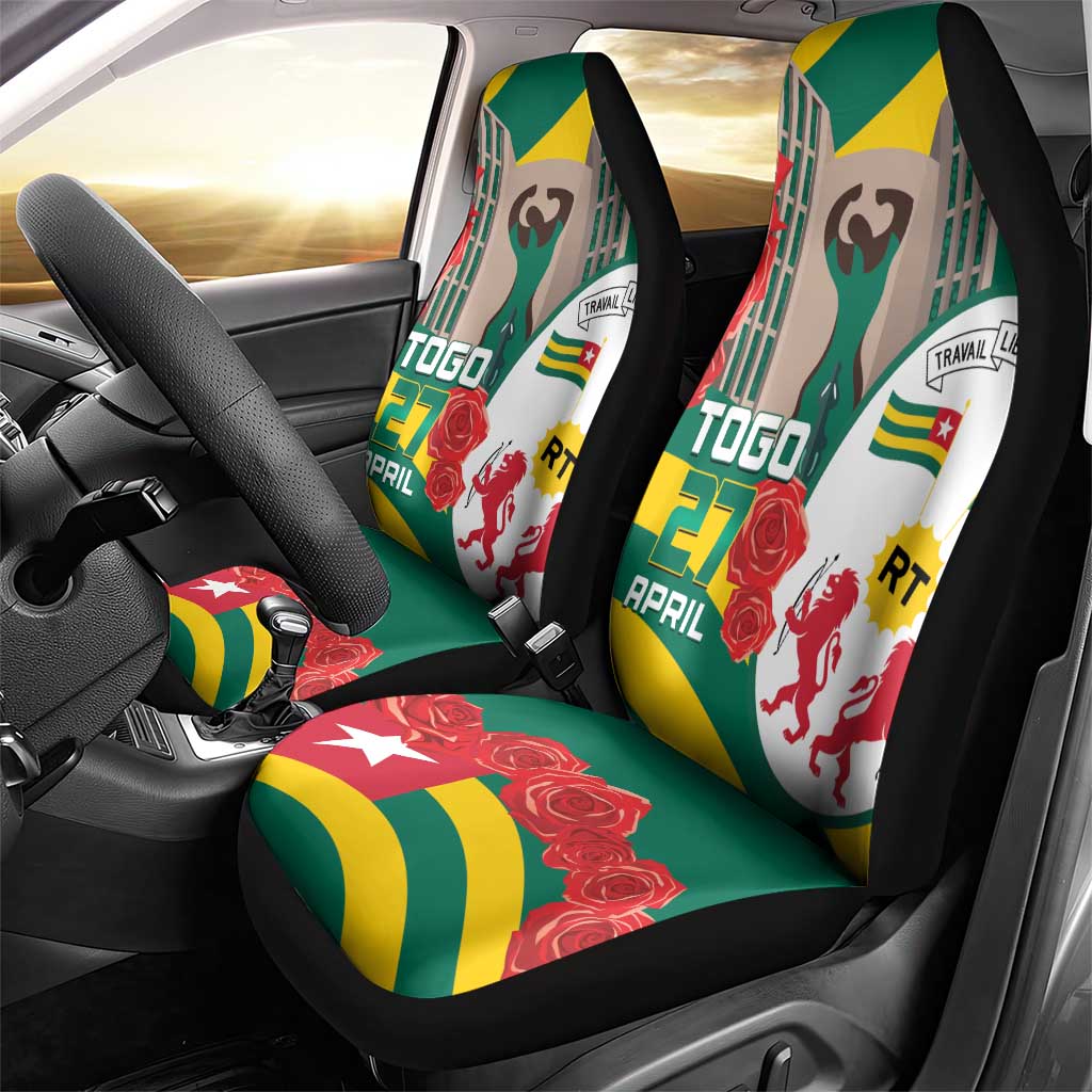 Republique Togolaise Monument de l'Independance Car Seat Cover African Pinkish Rose Coat Of Arms