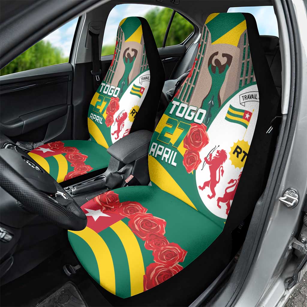 Republique Togolaise Monument de l'Independance Car Seat Cover African Pinkish Rose Coat Of Arms