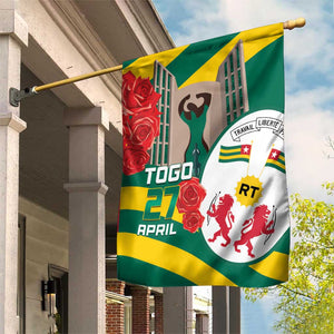 Republique Togolaise Monument de l'Independance Garden Flag African Pinkish Rose Coat Of Arms