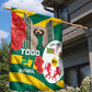 Republique Togolaise Monument de l'Independance Garden Flag African Pinkish Rose Coat Of Arms