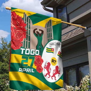 Republique Togolaise Monument de l'Independance Garden Flag African Pinkish Rose Coat Of Arms