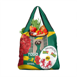 Republique Togolaise Monument de l'Independance Grocery Bag African Pinkish Rose Coat Of Arms