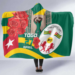 Republique Togolaise Monument de l'Independance Hooded Blanket African Pinkish Rose Coat Of Arms