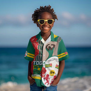 Republique Togolaise Monument de l'Independance Kid Hawaiian Shirt African Pinkish Rose Coat Of Arms