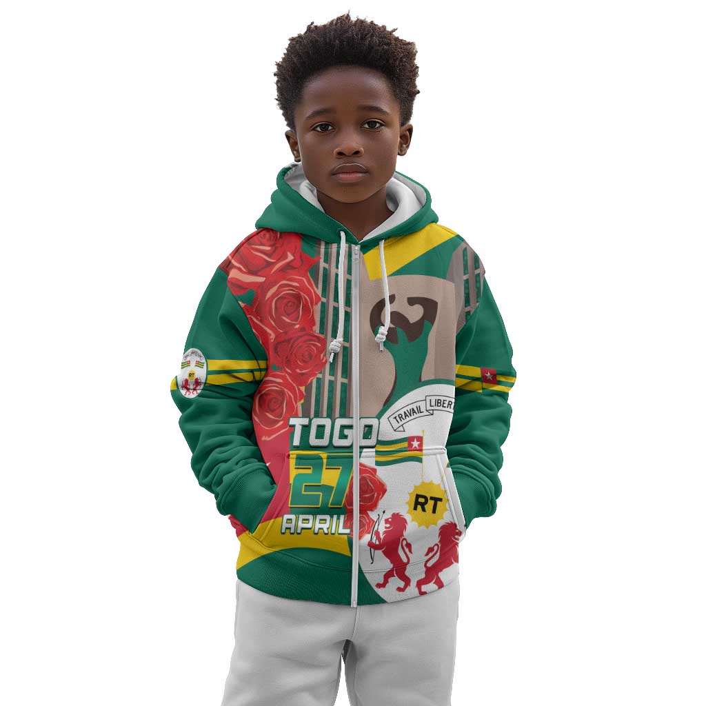 Republique Togolaise Monument de l'Independance Kid Hoodie African Pinkish Rose Coat Of Arms