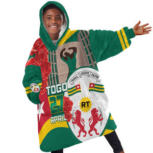 Republique Togolaise Monument de l'Independance Kid Wearable Blanket Hoodie African Pinkish Rose Coat Of Arms