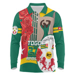 Republique Togolaise Monument de l'Independance Long Sleeve Polo Shirt African Pinkish Rose Coat Of Arms