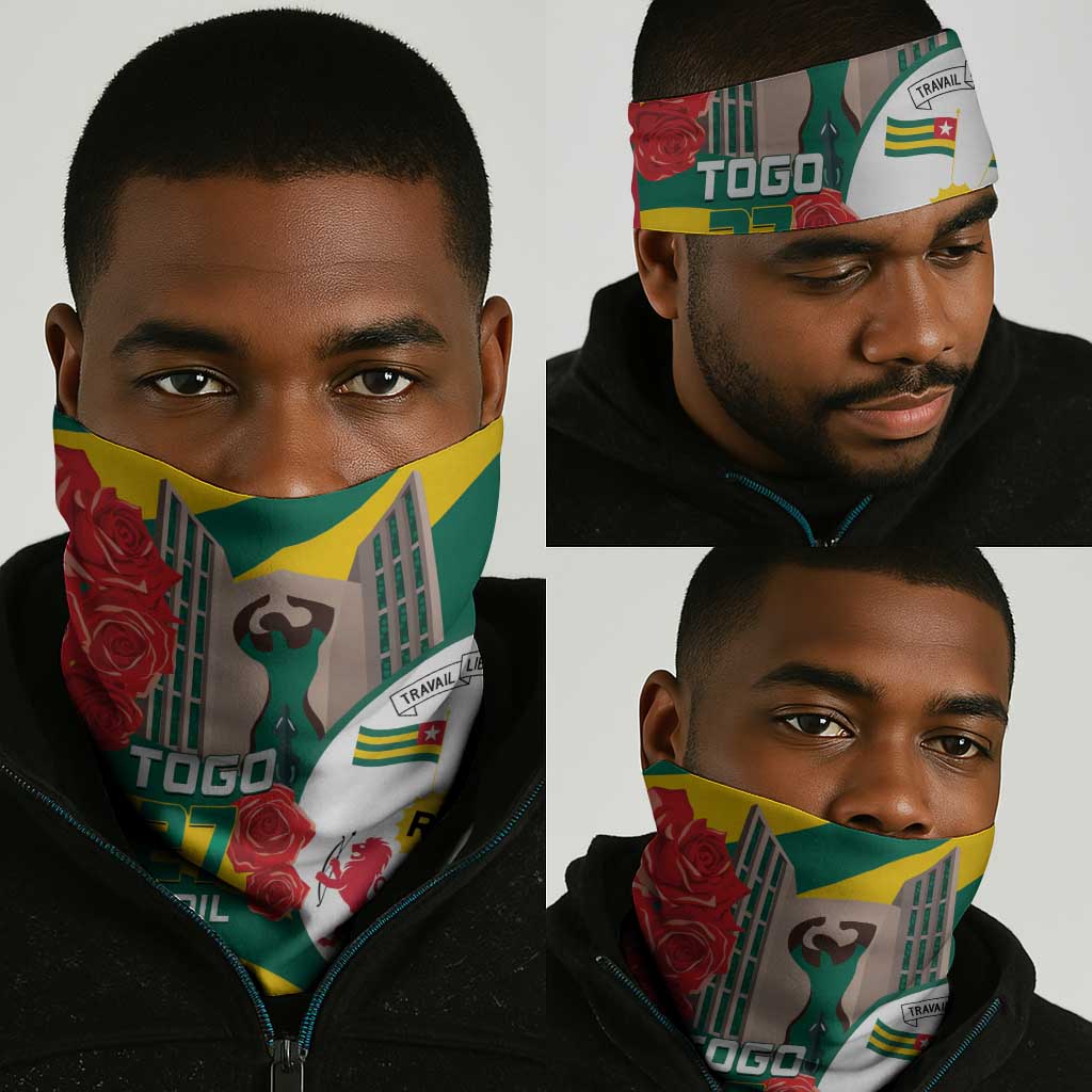 Republique Togolaise Monument de l'Independance Neck Gaiter African Pinkish Rose Coat Of Arms - African Pride