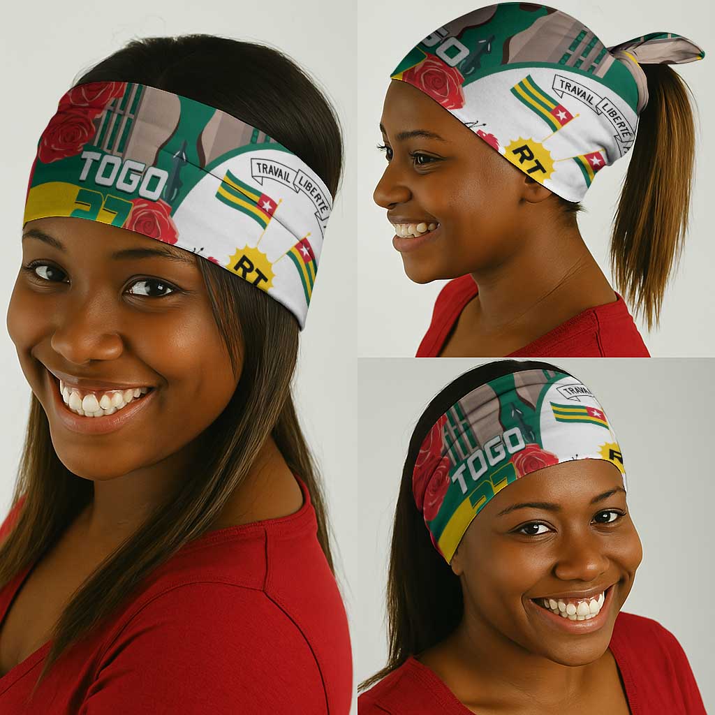 Republique Togolaise Monument de l'Independance Neck Gaiter African Pinkish Rose Coat Of Arms - African Pride