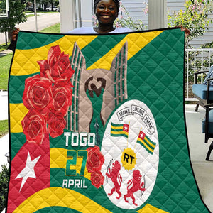 Republique Togolaise Monument de l'Independance Quilt African Pinkish Rose Coat Of Arms