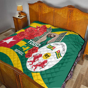 Republique Togolaise Monument de l'Independance Quilt African Pinkish Rose Coat Of Arms