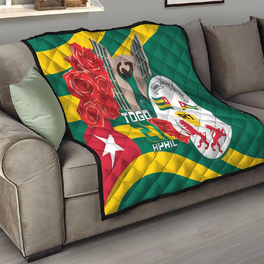 Republique Togolaise Monument de l'Independance Quilt African Pinkish Rose Coat Of Arms