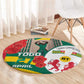 Republique Togolaise Monument de l'Independance Round Carpet African Pinkish Rose Coat Of Arms