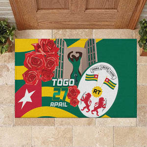 Republique Togolaise Monument de l'Independance Rubber Doormat African Pinkish Rose Coat Of Arms