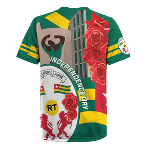 Republique Togolaise Monument de l'Independance Rugby Jersey African Pinkish Rose Coat Of Arms
