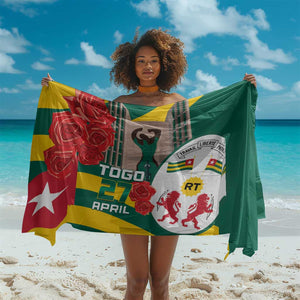 Republique Togolaise Monument de l'Independance Sarong African Pinkish Rose Coat Of Arms