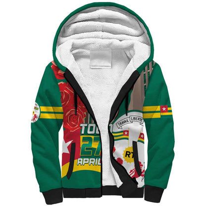 Republique Togolaise Monument de l'Independance Sherpa Hoodie African Pinkish Rose Coat Of Arms