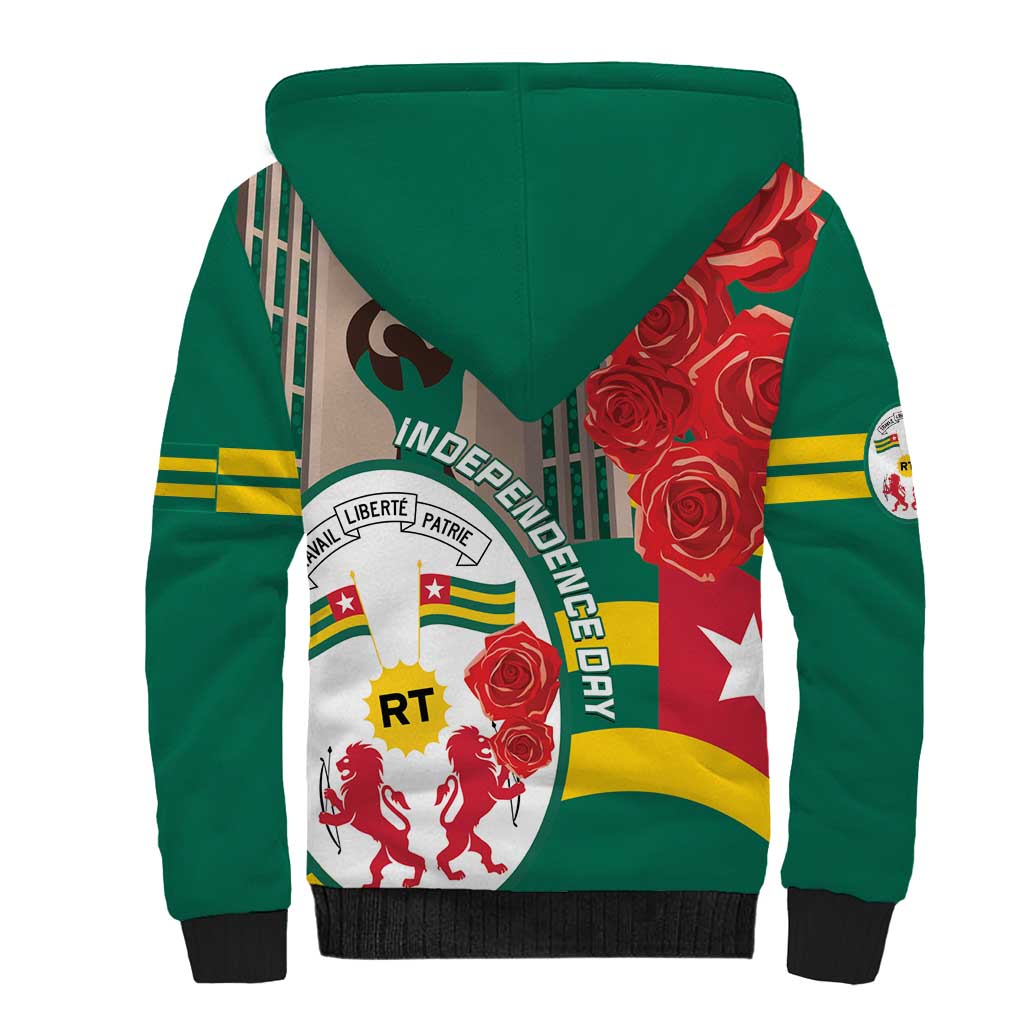 Republique Togolaise Monument de l'Independance Sherpa Hoodie African Pinkish Rose Coat Of Arms