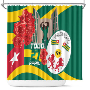 Republique Togolaise Monument de l'Independance Shower Curtain African Pinkish Rose Coat Of Arms