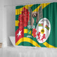 Republique Togolaise Monument de l'Independance Shower Curtain African Pinkish Rose Coat Of Arms